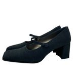 Enzo Angiolini  Women's Textured Block Heel Mary Jane Black Leather Pump Heels Photo 3