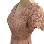 EAST COAST BELLA Mother Of The Bride Dress Sz 6 Chiffon Lace Pink Midi V Neck Photo 4
