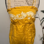 One Season Silk Embroidered Cami Top Ruffle Straps Yellow Size M Size M Photo 0