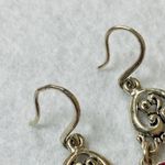 Pink Teardrop Cabochon Silver Color Metal Dangle Drop Hook Pierced Earrings Photo 12