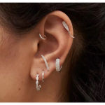 Boutique White Gold Filled Marquis Illusion Hoop Earrings‎ Photo 0