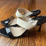 Manolo Blahnik  Patent Leather Colorblock Pattern Slides Kitten Heels Photo 0