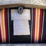 Striped Twill Ponte navy maroon gold tan stripe blazer Chicos size 0 Photo 3