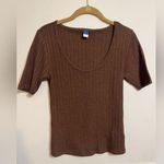 Old Navy  | Brown Ribbed Women's Short Sleeve Scoop NeckTop | Size Medium Photo 0
