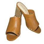 Diba True NWOT Women’s Twin Crest Leather Heeled Mules Tan Size 8 Photo 1