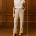 MOMONI Vischio Italian Luxe Woven Beige Loungewear Ankle Crop Trousers 42/12🧡 Photo 10