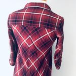 Max Studio Red Navy Plaid Shirt Dress Photo 4