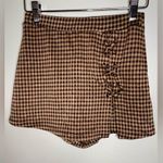Kirious Brown Tan Mini Skort Gingham Women’s Size XS Photo 0