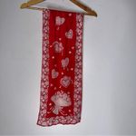 Vena Rectangle Silk Scarf Heart And Roses Red And White Rolled Edges‎ Photo 1