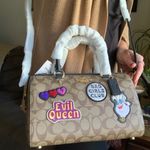 Coach Authentic Signature canvas/Smooth leather DisneyX top zip Satchel/Crosby Photo 15