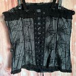 Tripp NYC Gingham Y2K Goth Black Spider Web Overlay Laced Side Zip Corset Top Photo 7