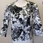 Coldwater Creek black & white floral petite 3/4 sleeve button Down blazer Photo 1