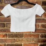 Aerie  Cream Ribbed Kni Short Sleeve Criss-Cross Crop Top Women's Size Small Photo 2