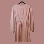 Entro Pink Chic Ruched Cutout Long Sleeve V Neck Pink Mini Dress NWT Trendy Sz M Size M Photo 3