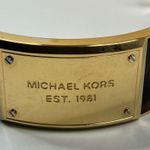 Michael Kors | Tortoise Gold Tone Hinged Bangle Bracelet Photo 3