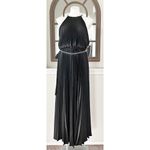 Monique Lhuillier ML Satin Chain-Link Belt Pleated Gown, Black Size 8 NWT $695 Photo 10
