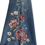 Driftwood Eva Boho Floral Embroidered Frayed Hem Flare Denim Jeans Sz 26 Photo 3
