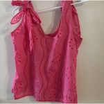 Women's Medium/Large Ruffle Babydoll Top Pink Bow 🎀 Sleeve Tie At The Shoulder Photo 3