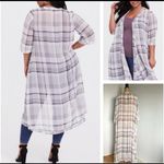 Torrid Kimono Duster Length Sheer Plaid 3/4 Longline Photo 3