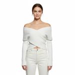 Dazy Elegant White Wrap Sweater Size M Photo 4