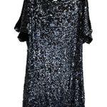 Cache Caché | Navy Sequin Cold Shoulder Glamorous Shimmering Shift Dress Size 6 Photo 0
