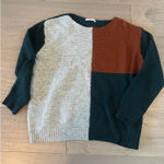 Staccato  Colorblock Crew Neck Sweater Women's Large Green Grey Photo 0