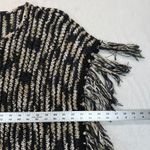 Chico's  Fringe Poncho Sweater Knit Striped‎ Black Beige S/M Photo 1