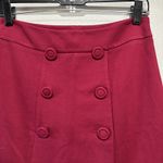 Talbots  Petites A-Line Skirt Size 2P Red Stretch Knit Side Zip Buttons Decor Photo 1
