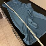 VIBE bodycon flirty dress, side slit & ruffle detail, Teal blue, stretchy, M Blue Size M Photo 9