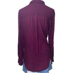 SO  Favorite Button-Down Shirt Women’s Size M Long Sleeve Burgundy Pocket Top Photo 3