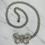 Womens Rhinestone Butterfly Chain Belt Silver Tone Chunky XS/Small ✨ Photo 0