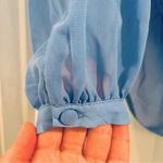 Topshop  Women’s Baby Blue Sheer Twist Front Blouse Sz 4 Photo 4