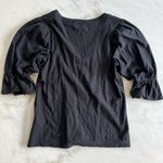 Nation Ltd  Womens Top Small Black V Neck 3/4 Sleeve Ruffle Cuff‎ Blouse Photo 7