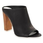 Vince Leather Allison Open Toe Italian Slides Wooden Heel Black Size 6 Photo 0