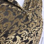 Diane Von Furstenberg Vintage  DVF Blouse Button Up Black Gold Velvet Medium Photo 1