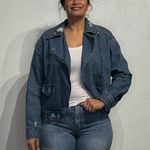 Essue  Blue Denim Moto Jacket Sz S Photo 8