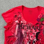 Disney Villains Beware Short Sleeve Graphic Tee Shirt Women's XL Red Cruella Photo 2