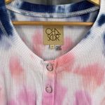 Chaser  Ribbed Tie Dye Button Henley Top Women's 3X Plus Size Short Sleeve Photo 2