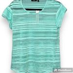 Apt. 9  size small burnout crewneck tee short sleeve roll cuffs sheer striped nwt Photo 0