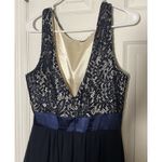 Unknown Brand Navy Blue/Champagne Evening Gown, Lace Top, Polyester/spandex, 14 Blue Photo 5