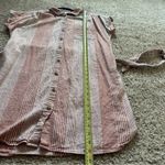 American Eagle  Women’s Striped Short Sleeve Button Front Shirt Dress Linen Blend Photo 4