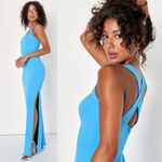 Lulus NWT  Glamorous Dedication Blue Sleeveless Column Maxi Dress Wedding Sz XXS Photo 3