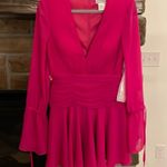 Mac Duggal  Pleated Bell Sleeve Pink Chiffon Mini Dress Photo 1