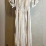Look East Boutique Womens Romantic Coquette Peasant lined Cream Maxi Dress|Sz:M Size M Photo 2