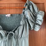 HYFVE  Milkmaid Thigh Slit Smocked Back Ruffle Satin Mini Dress size Large​​ Photo 4