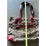 Coach Vintage Signature Brown Classic Canvas & Red Leather Trim Tote Bag 6082 Photo 2