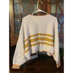Pilcro  Striped Cropped Knit Sweater Light Purple Mustard Yellow Size Medium Photo 1
