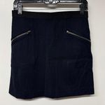 Theory  Womens Stretch Wool Zipper Mini Pencil Skirt Black Navy Blue Size 6 Photo 0