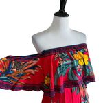 Flying Tomato  Tropical Maxi Dress Size XS Redd‎ Off The Shoulder Flowy Beach Photo 5