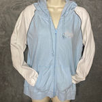 PINK - Victoria's Secret  Zip Up Hoodie Light Blue And White Womens large Photo 0